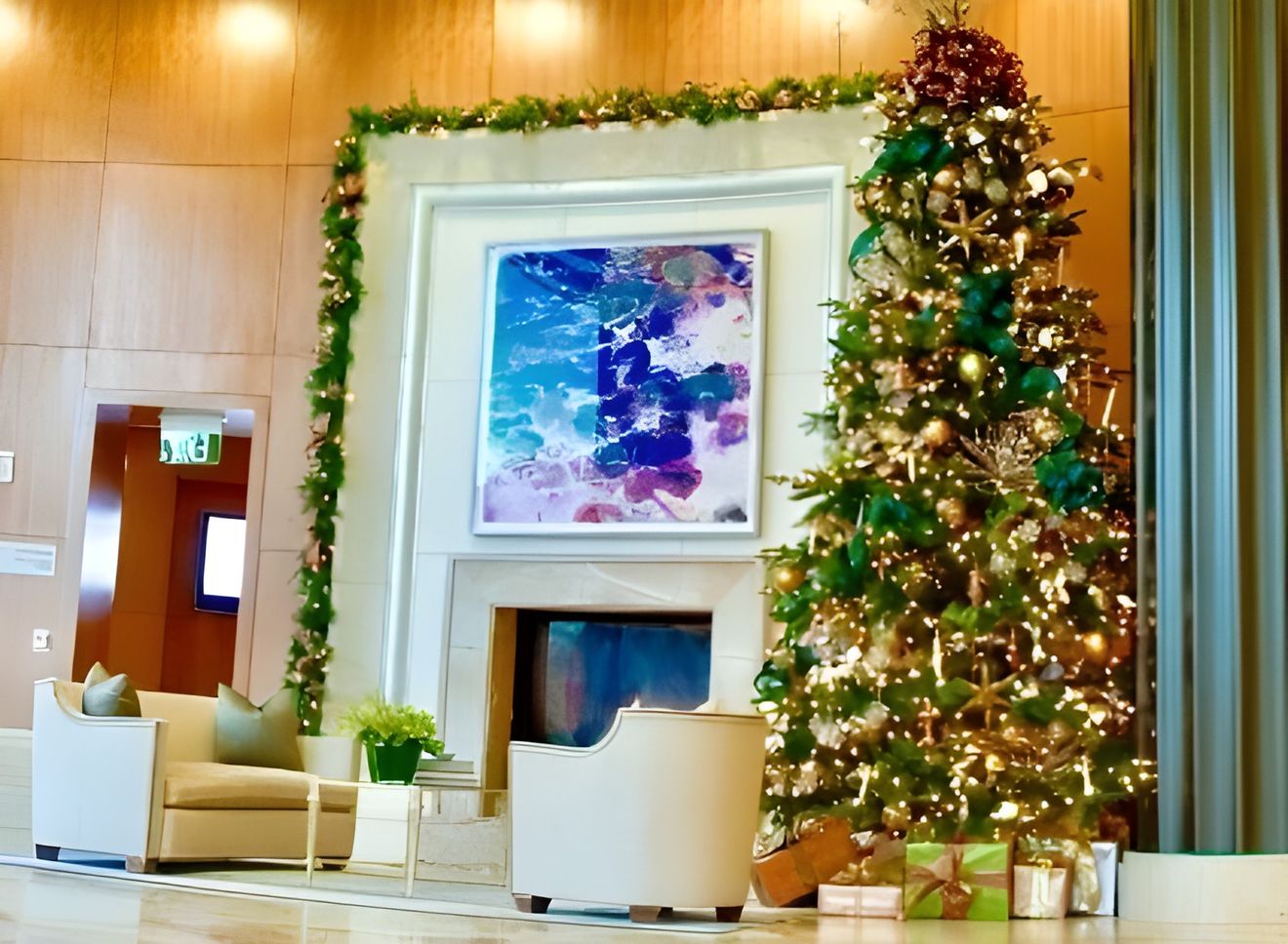 Corporate interior with festive decorations